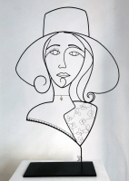 laure-simoneau-atelier-lor-sculpture-portrait-fil-de-fer-wire-art-artiste-paris-fildeferiste-la-demoiselle-au-chapeau