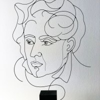 chateaubriand-portrait-sculpture-fil-de-fer-laure-simoneau-atelier-paris-lor-wire-commande-art-work-rue-saint-maur-fildeferiste-sculpteur