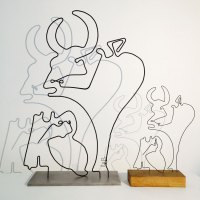 Le-tareau-3-serie-guernica-picasso-laure-simoneau-lor-sculpture-fil-de-fer-wire-art-sculpture-artiste-espagne-guerre-paix